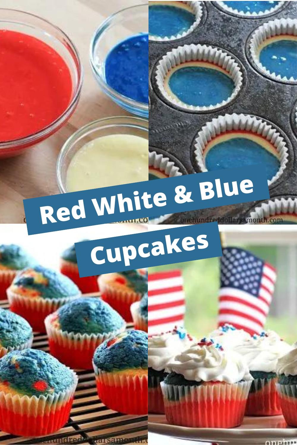 4th of July Dessert Ideas – Red, White and Blue Cupcakes