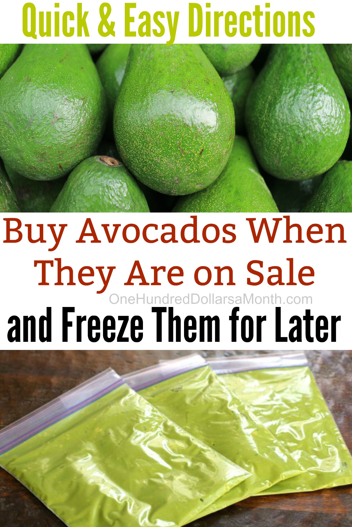 How to Freeze Avocados One Hundred Dollars a Month