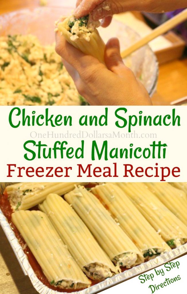 Freezer Meal - Chicken and Spinach Stuffed Manicotti - One Hundred ...