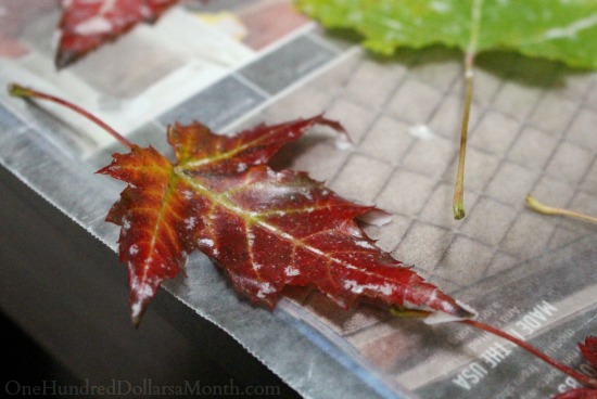 Easy Fall Craft - Wax Dipped Leaves - One Hundred Dollars a Month